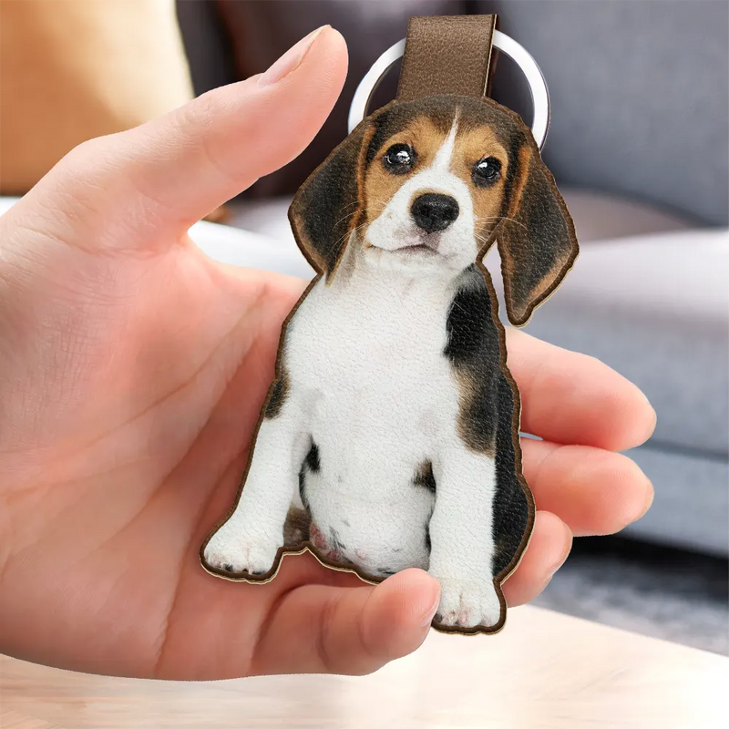 Pet Lovers,Dog Lovers,Cat Lovers - Custom Photo Every Day Is Brighter With My Furry Friend By My Side - Personalized Custom Shaped Leather Keychain