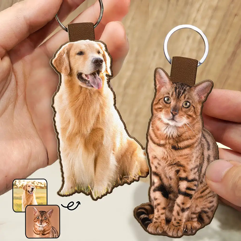 Pet Lovers,Dog Lovers,Cat Lovers - Custom Photo Every Day Is Brighter With My Furry Friend By My Side - Personalized Custom Shaped Leather Keychain