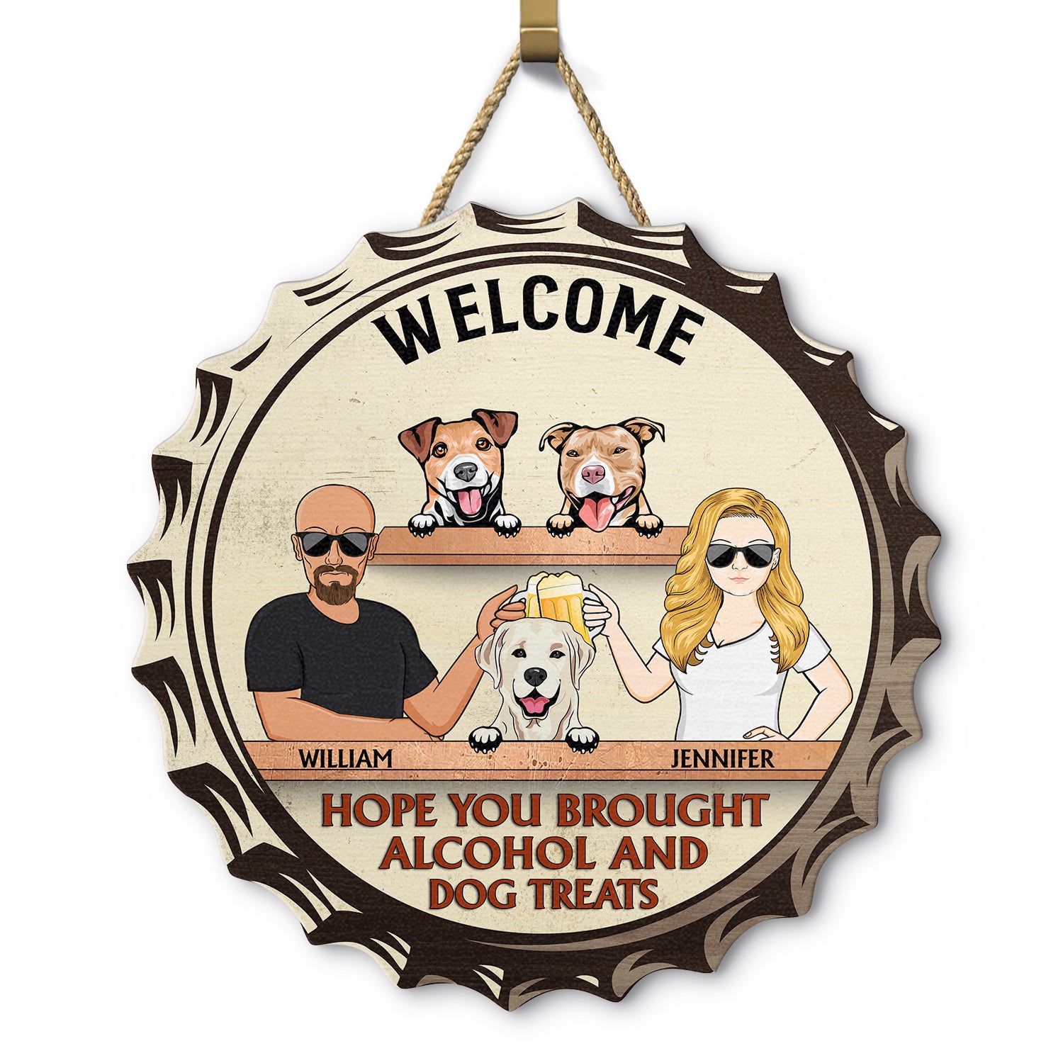 Welcome Hope You Brought Alcohol - Birthday, Loving Home Decor Gift For Dog Mom, Dad, Pet Owner - Personalized Custom Shaped Wood Sign
