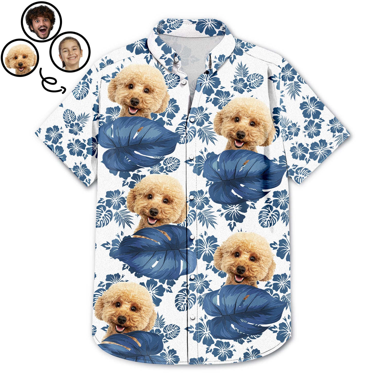 Custom Photo Tropical Funny Family Pet Face - Gift For Men, Best Friends, Siblings, Dog And Cat Lovers - Personalized Custom Hawaiian Shirt