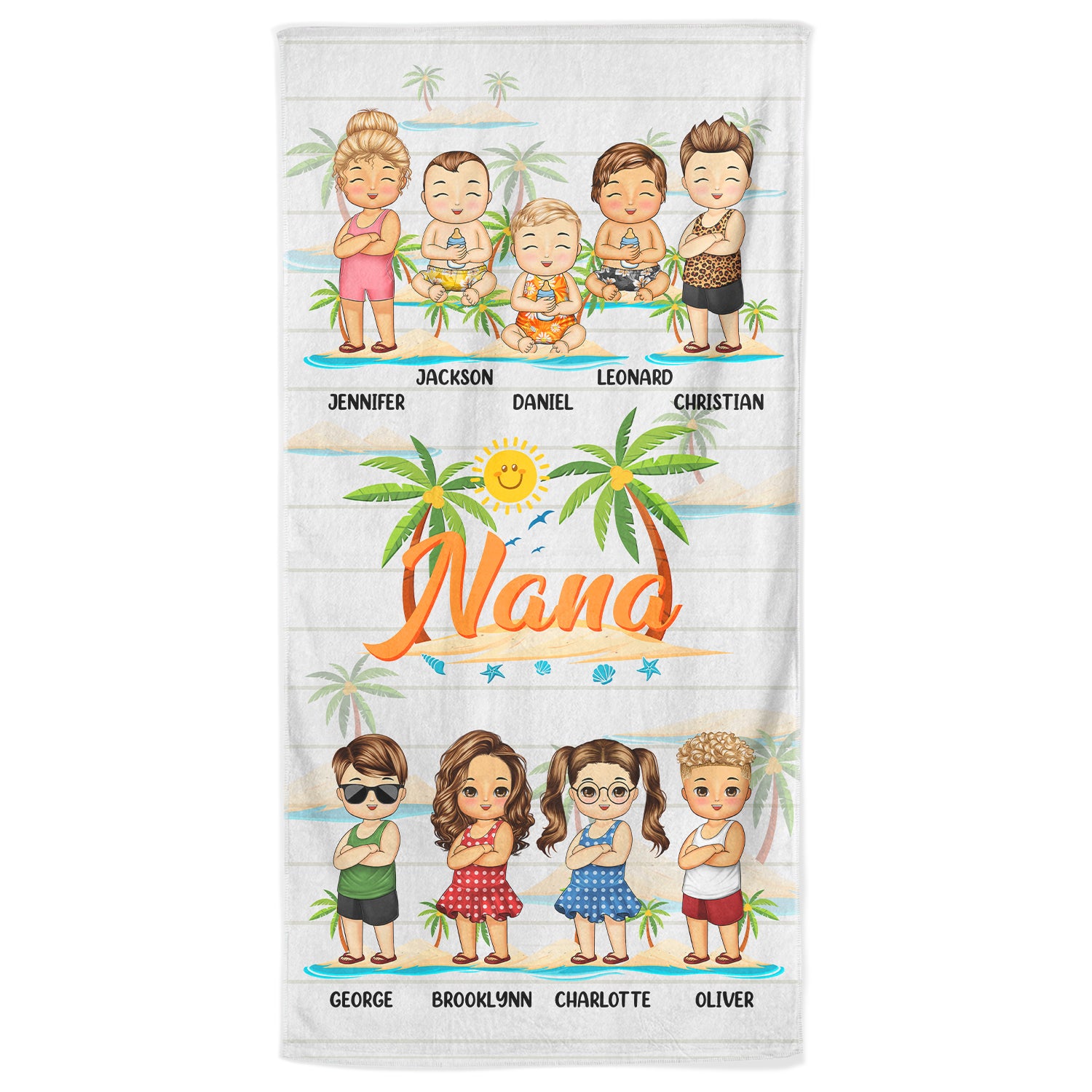 Nana Papa Mom Daddy - Loving Gift For Mother, Father, Grandma, Grandpa - Personalized Custom Beach Towel