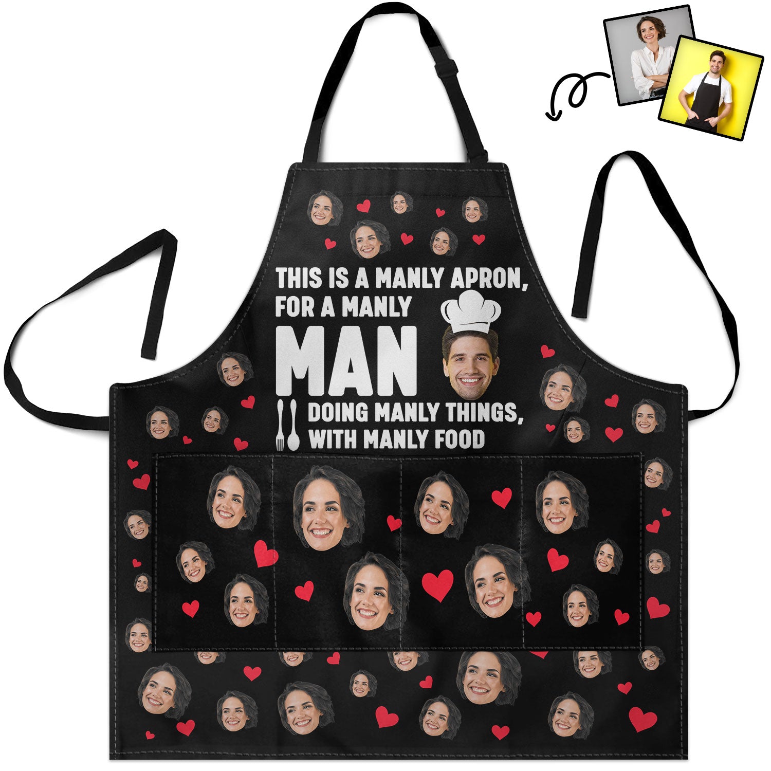 Custom Photo For A Manly Man Doing Manly Things - Birthday, Anniversary, Funny Gift For Men, Husband, Boyfriend, Dad - Personalized Apron