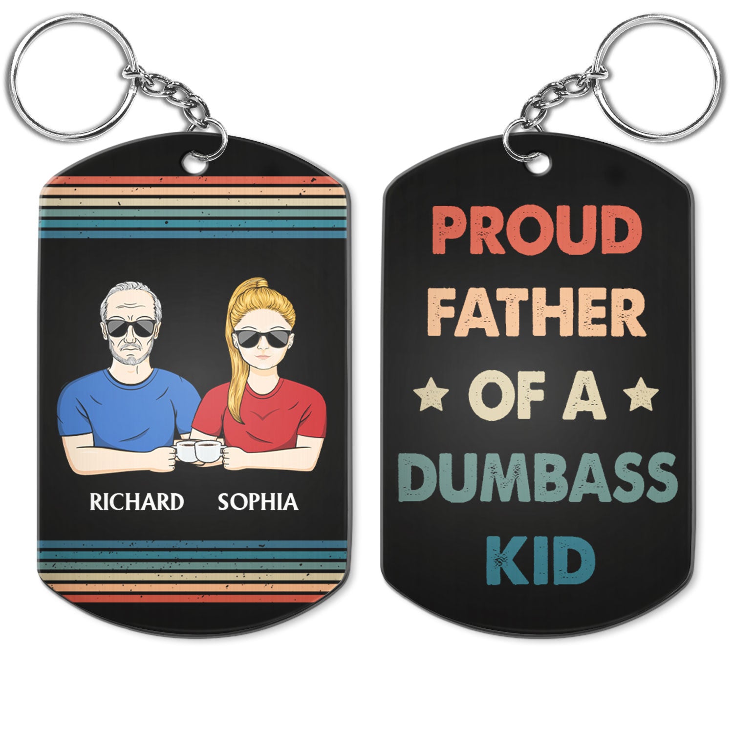 Proud Father Of A Few - Funny Gift For Dad, Father, Grandpa - Personalized Aluminum Keychain