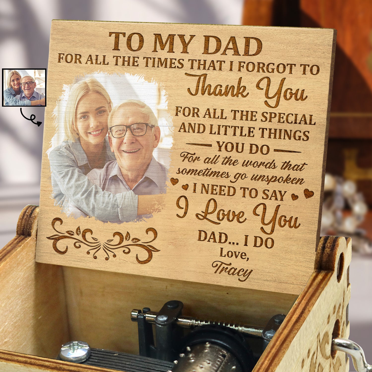 Custom Photo I Need To Say I Love You - Gift For Dad, Father, Grandpa - Personalized Spin Button, Hand Crank Music Box