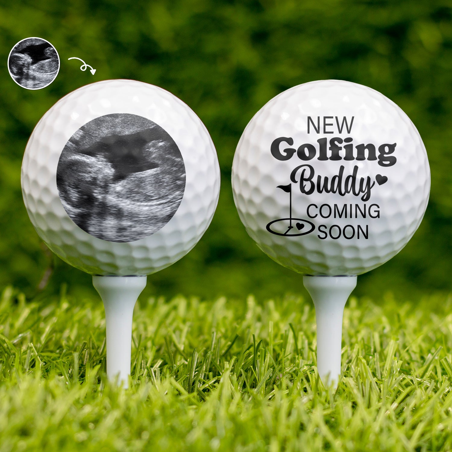 Custom Photo New Golfing Buddy - Pregnancy Announcement Gift For Dad, New Dad, New Parents, Golf Lover - Personalized Golf Ball