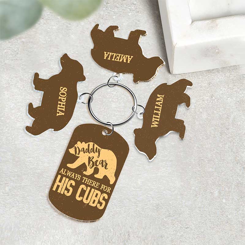 Daddy Bear Always There For His Cubs - Personalized Acrylic Tag Keychain