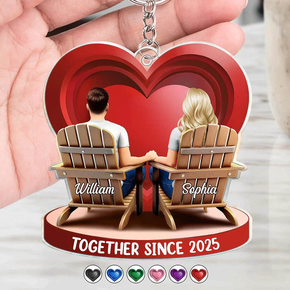 【新品未使用】GENiS 3rd anniversary LOVE TRIP Together Since Couple 3D Effect - Personalized Acrylic Keychain