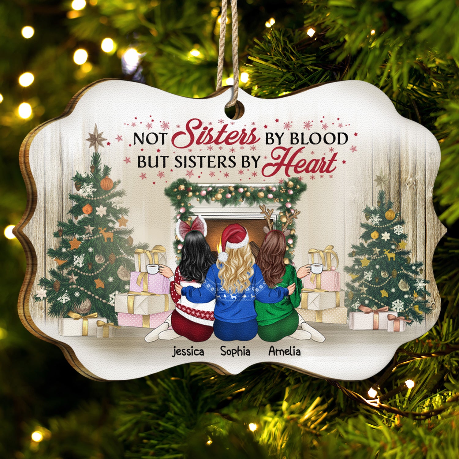 Best Friends Not Sisters By Blood But Sisters By Heart - Christmas Gift For BFF - Personalized Wooden Ornament