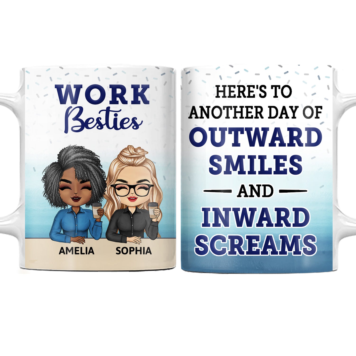 Here's To Another Day Of Outward Smiles - Funny, Anniversary, Birthday Gifts For Colleagues, Coworker, Besties - Personalized Custom White Edge-to-Edge Mug
