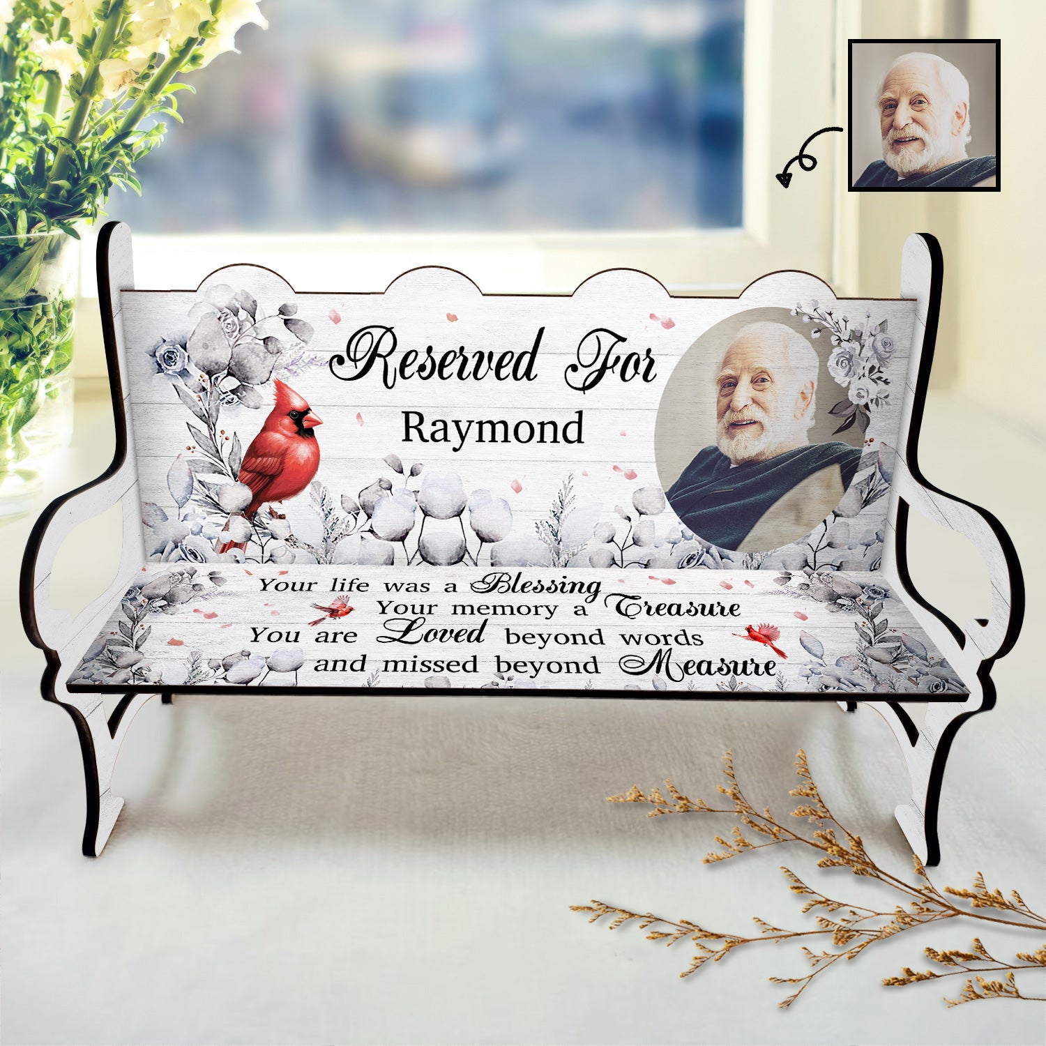 Custom Photo Your Life Was A Blessing - Memorial Gift For Family, Friends, Siblings - Personalized Memorial Bench