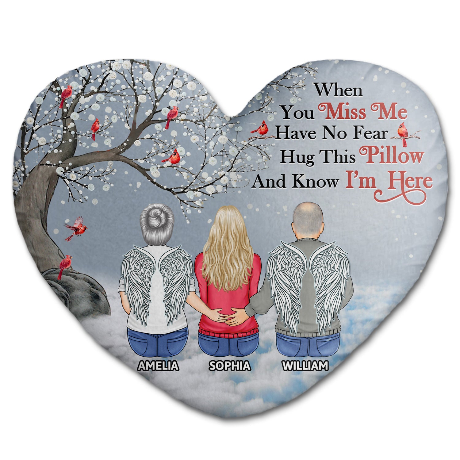 When You Miss Me - Loving, Memorial Gift For Family, Siblings, Friends - Personalized Heart Shaped Pillow