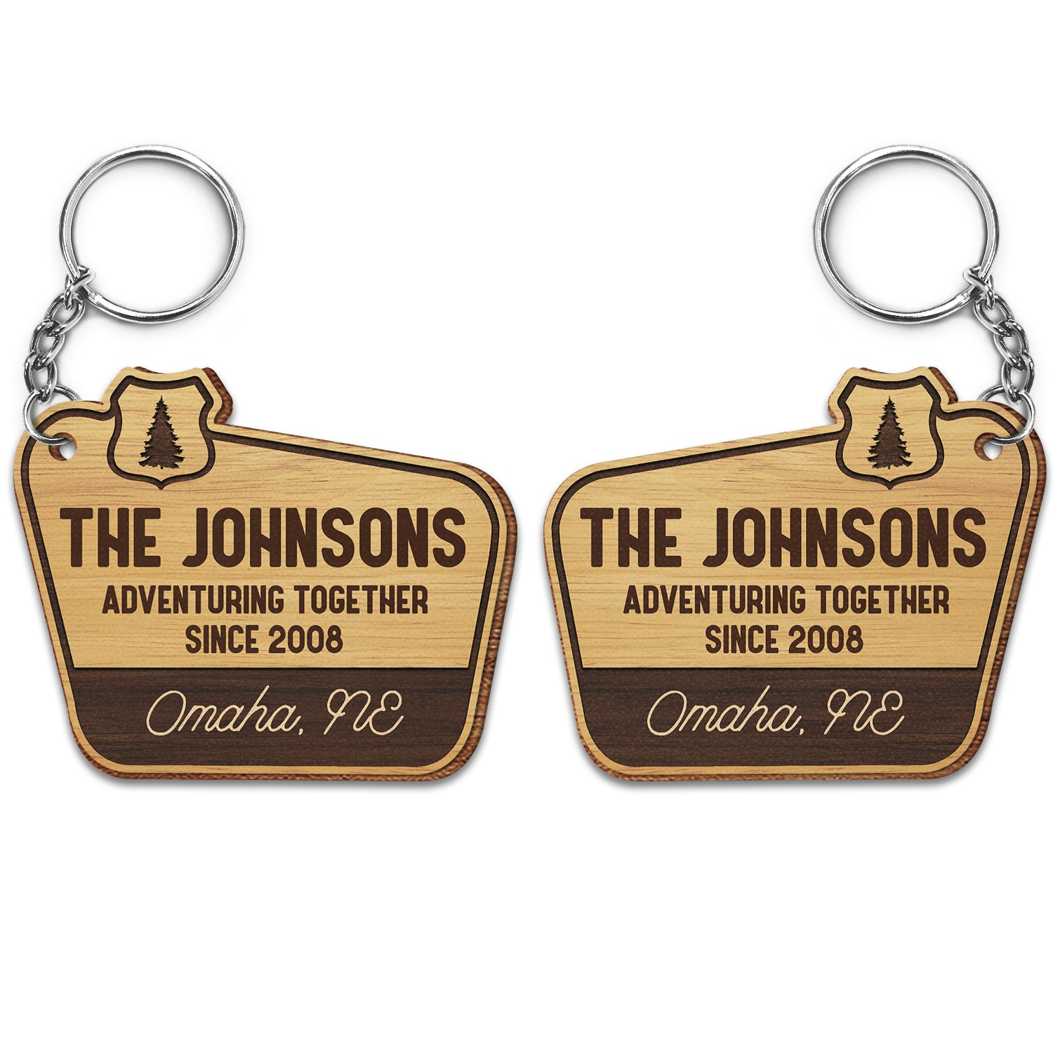 Adventuring Together - Funny, Loving Gifts For Camping Lovers - Personalized Wooden Keychain