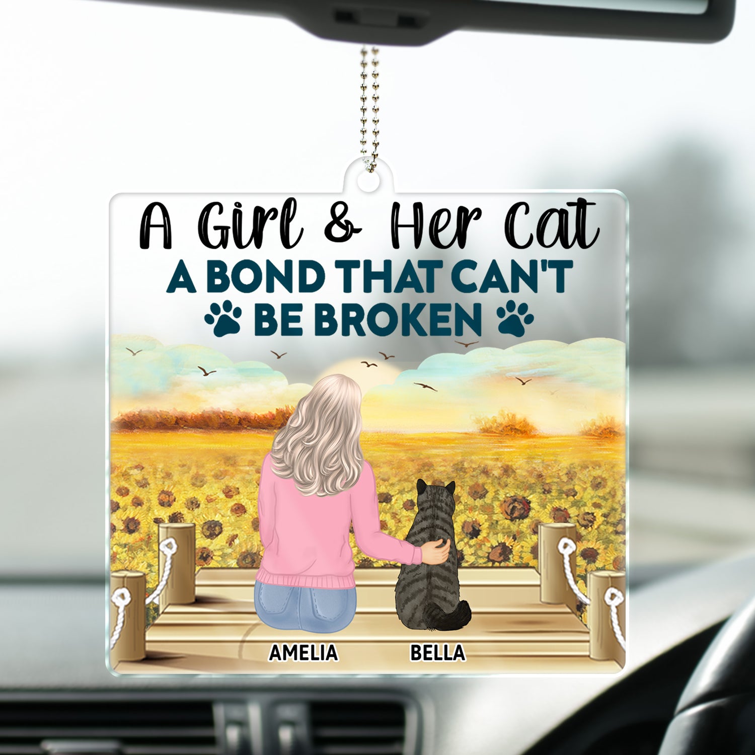 A Bond That Can't Be Broken - Gift For Cat Lovers, Cat Mom, Cat Dad - Personalized Acrylic Car Hanger