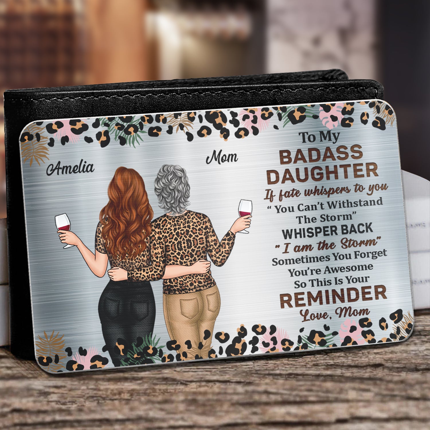 Whisper Back I Am The Storm - Gift For Daughters From Mom - Personalized Aluminum Wallet Card