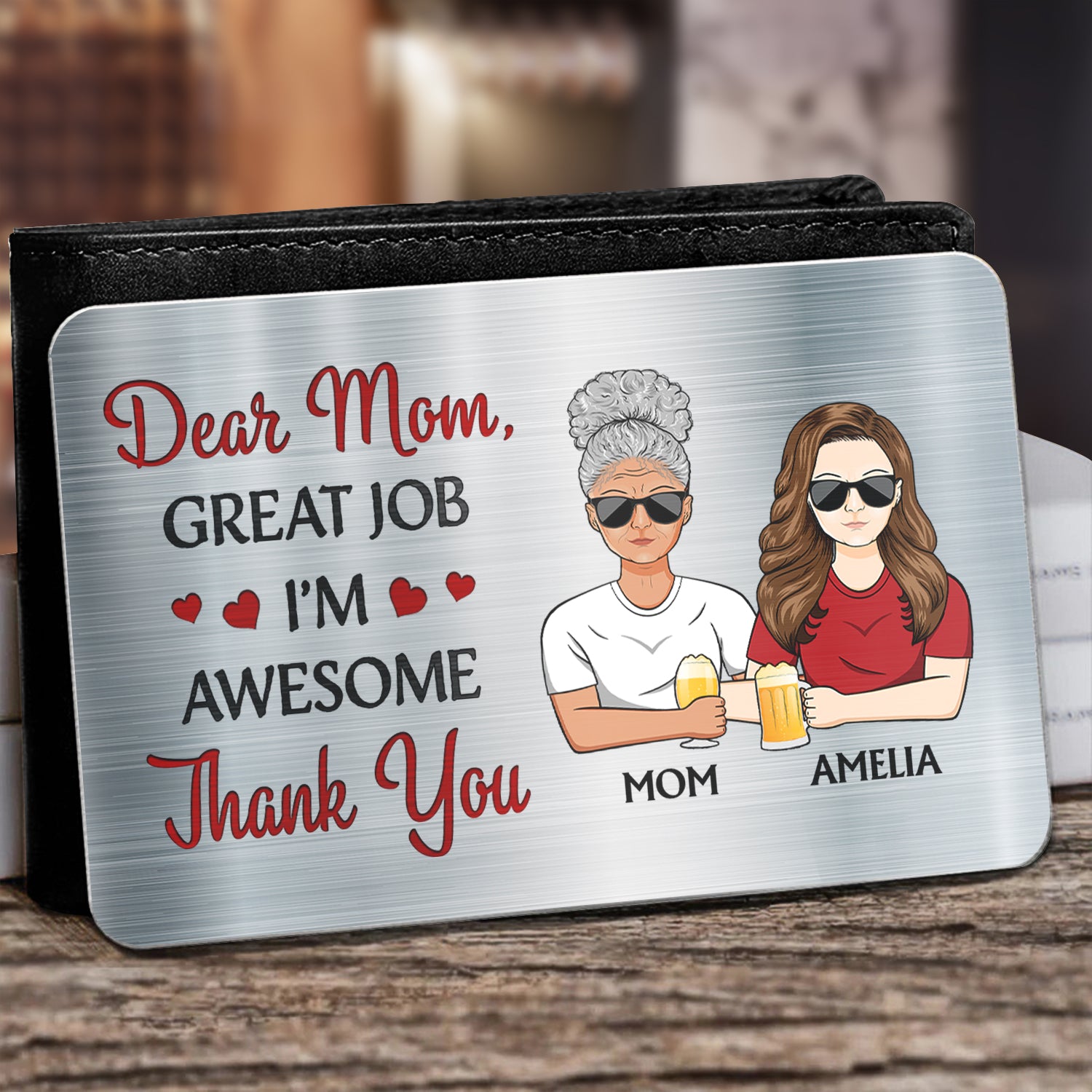 Great Job We're Awesome - Gift For Mom, Mother, Grandma - Personalized Aluminum Wallet Card