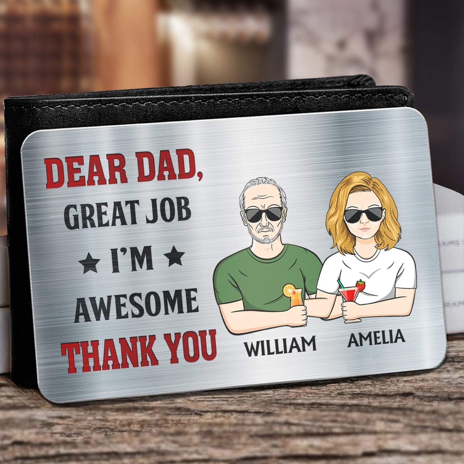 Great Job We're Awesome - Gift For Dad, Father, Grandpa - Personalized Aluminum Wallet Card