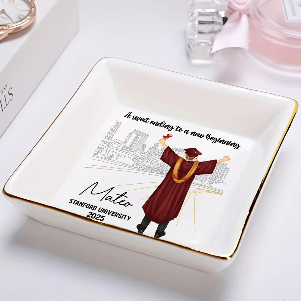 Graduation - A Sweet Ending To A New Beginning - Personalized Ring Dish