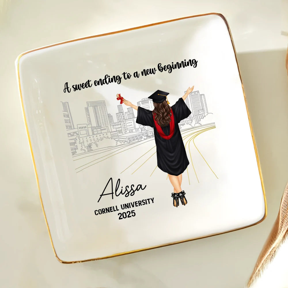 Graduation - A Sweet Ending To A New Beginning - Personalized Ring Dish
