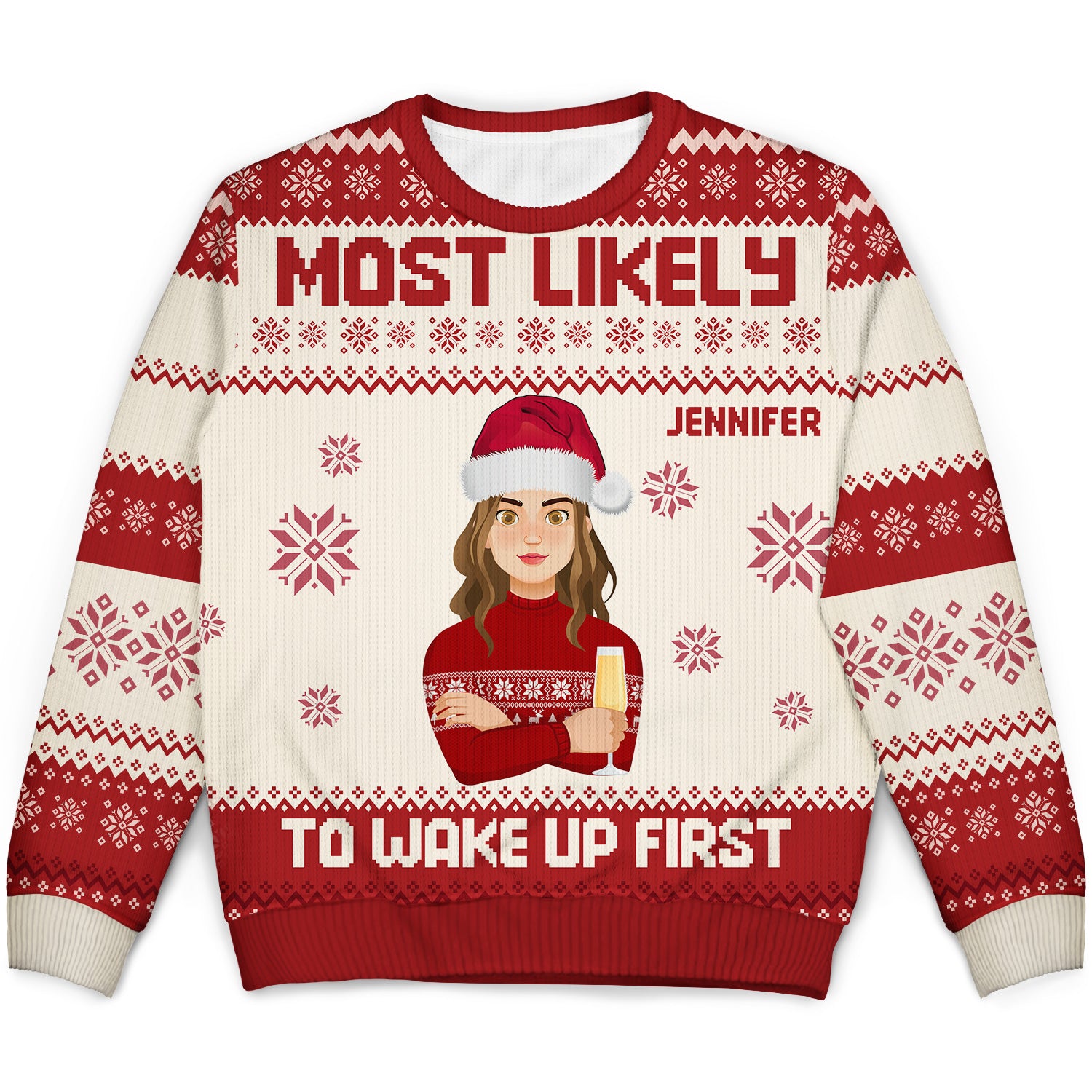 Christmas Flat Art Most Likely To - Gift For Family - Personalized Unisex Ugly Sweater