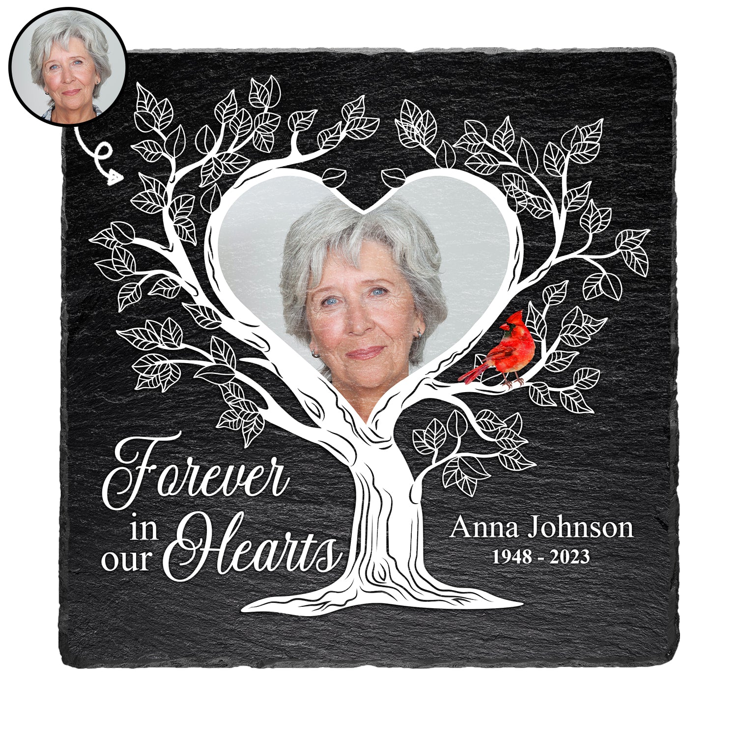 Custom Photo Forever In Our Hearts - Memorial Gift For Family - Personalized Rectangle Memorial Garden Stone
