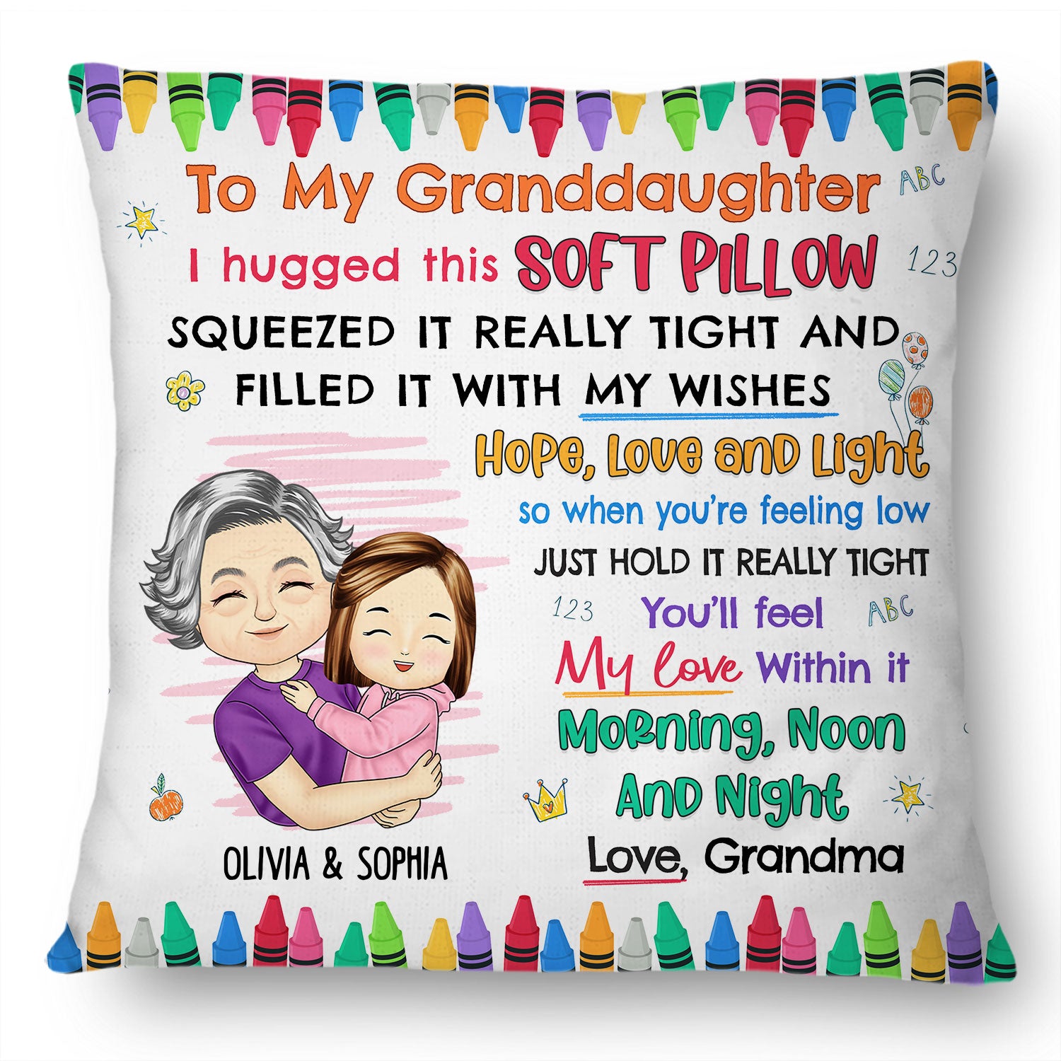 When You're Feeling Low Just Hold It Tightly - Gift For Granddaughter, Grandson, Kids - Personalized Pillow