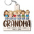 Grandma Mom Grandkids Kids Sitting - Gift For Mother, Grandmother - Personalized Cutout Wooden Keychain