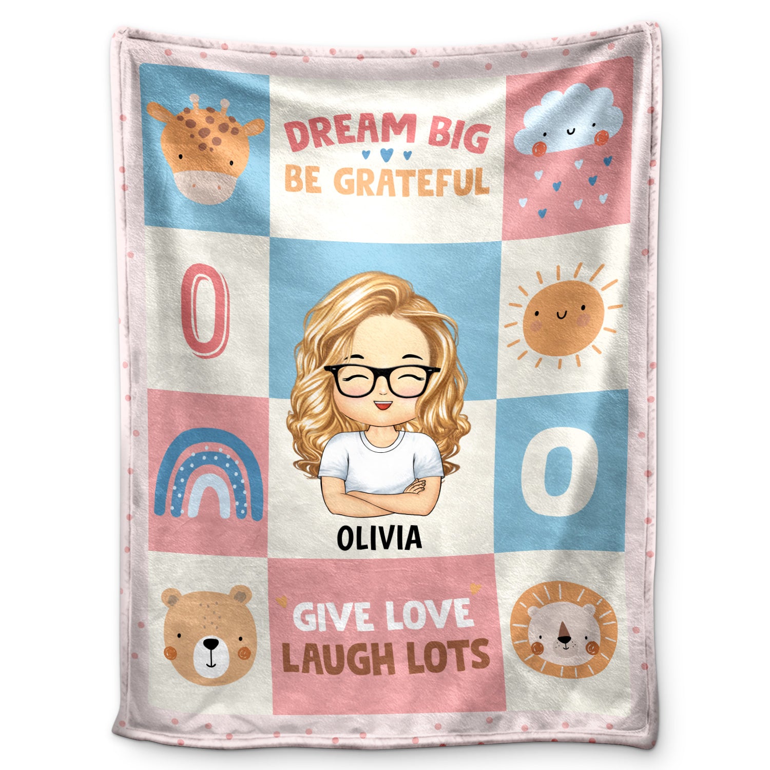 Dream Big Be Grateful Give Love Laugh Lots - Gift For Kids, Back To School Gift - Personalized Fleece Blanket