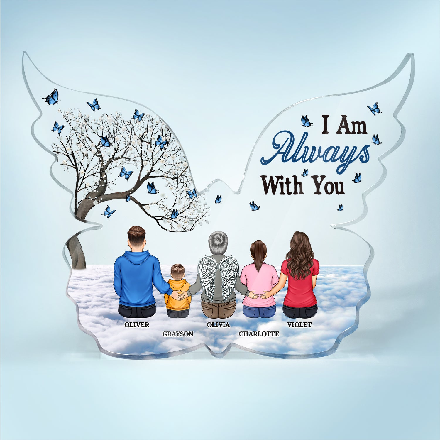 I Am Always With You - Memorial Gift - Personalized Butterfly Shaped Acrylic Plaque
