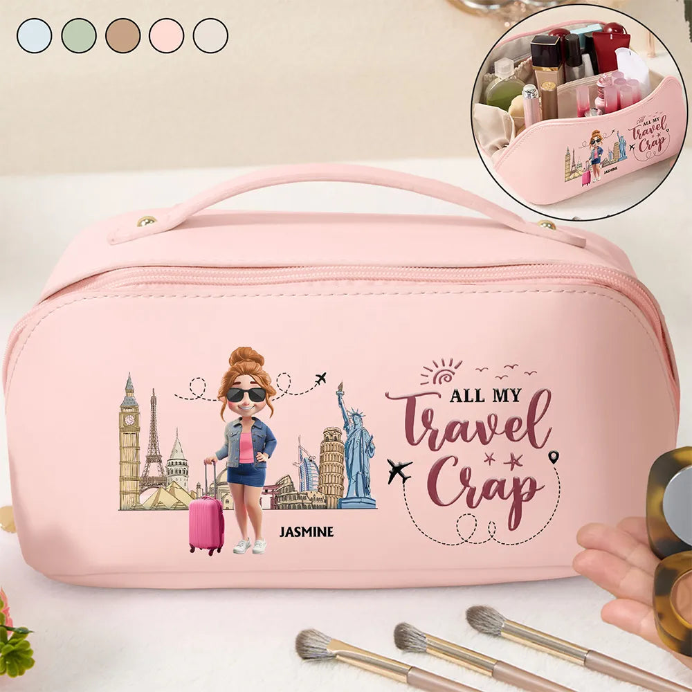 custom travel makeup bag Chenille Bag, Personalized Corduroy Name Toiletry ensuring that you have optimal lighting for precise makeup application wherever you are Custom Makeup Bag | Makeup