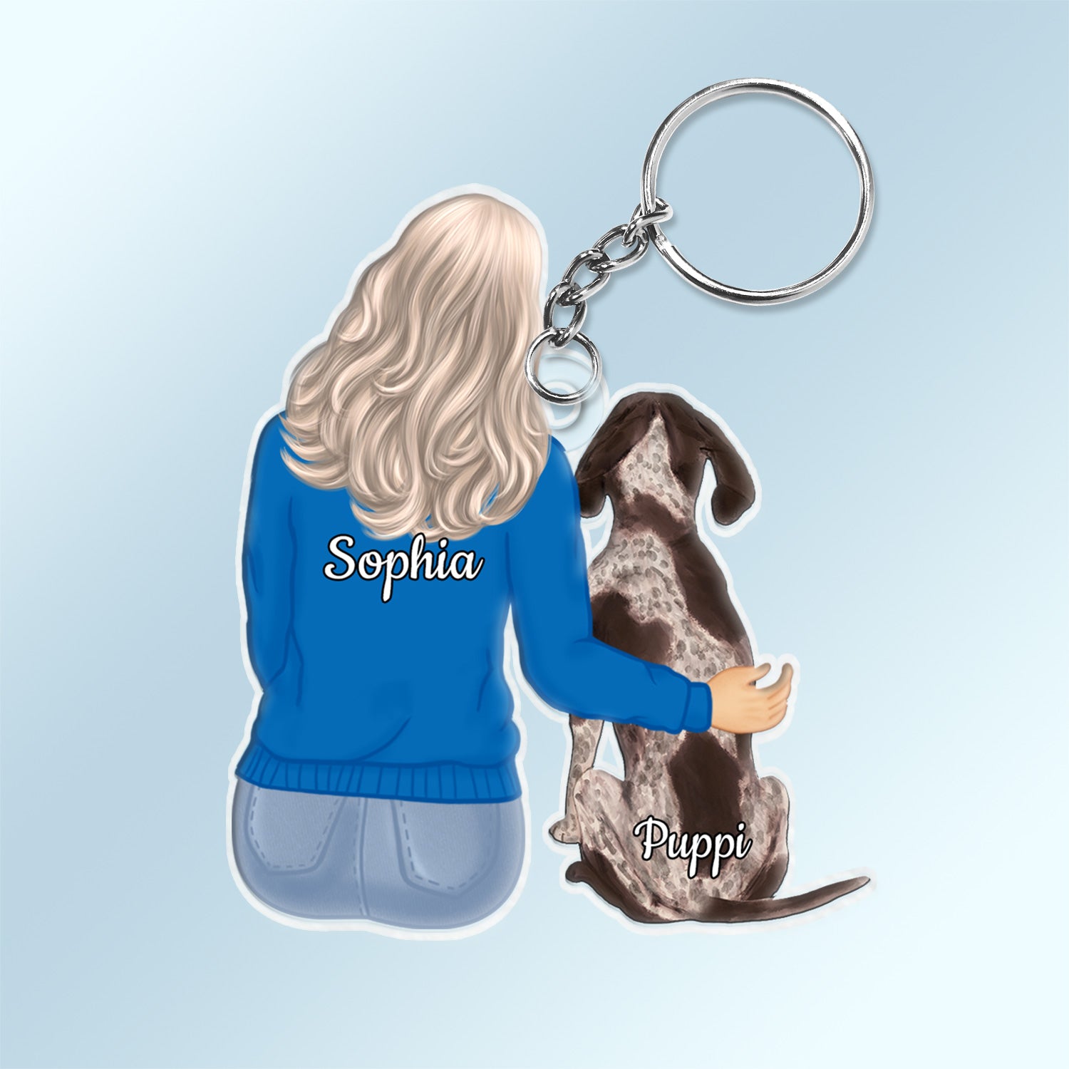 Hugging Pet - Gift For Dog Lovers, Cat Lovers - Personalized Cutout Acrylic Keychain