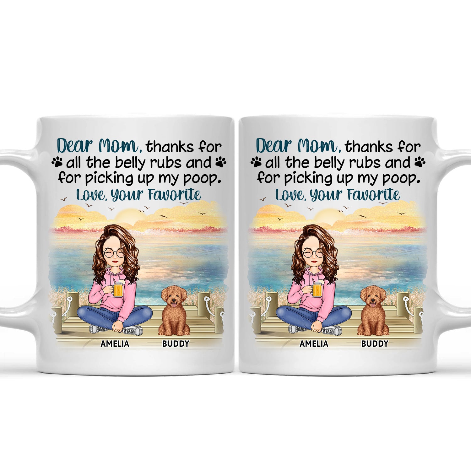 Thanks For All The Belly Rubs - Gift For Dog Mom, Dog Dad, Cat Mom, Cat Dad - Personalized Mug