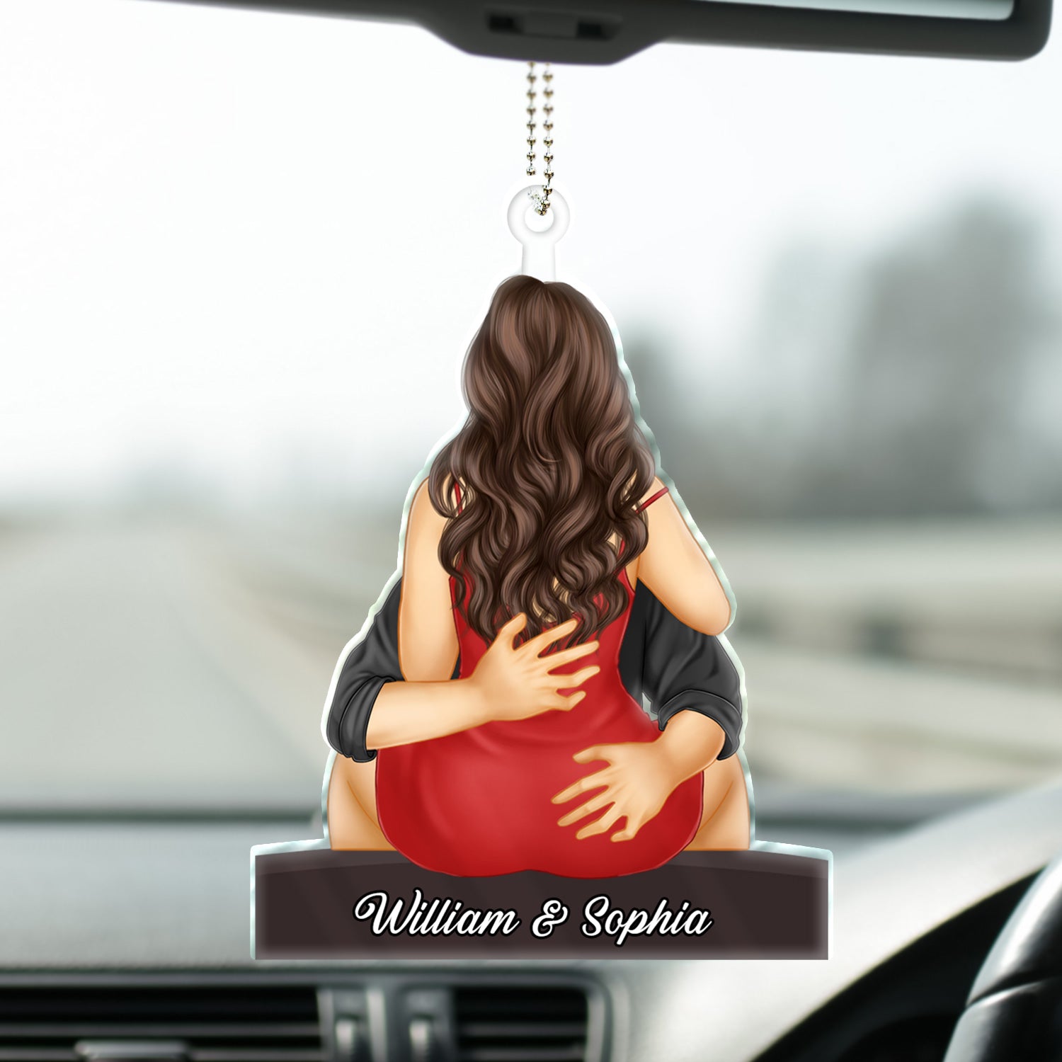 Couple Kissing Style 2 - Anniversary Gift For Couples - Personalized Acrylic Car Hanger