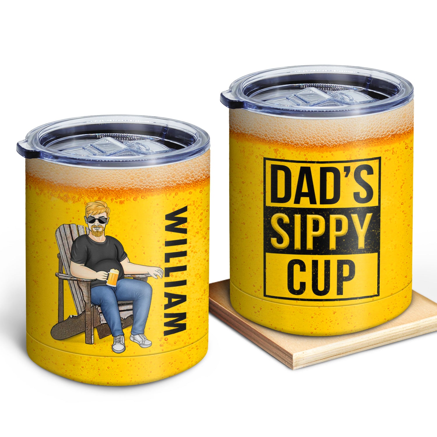 Dad's Sippy Cup - Birthday Gift For Father, Grandpa, Grandma - Personalized Lowball Tumbler