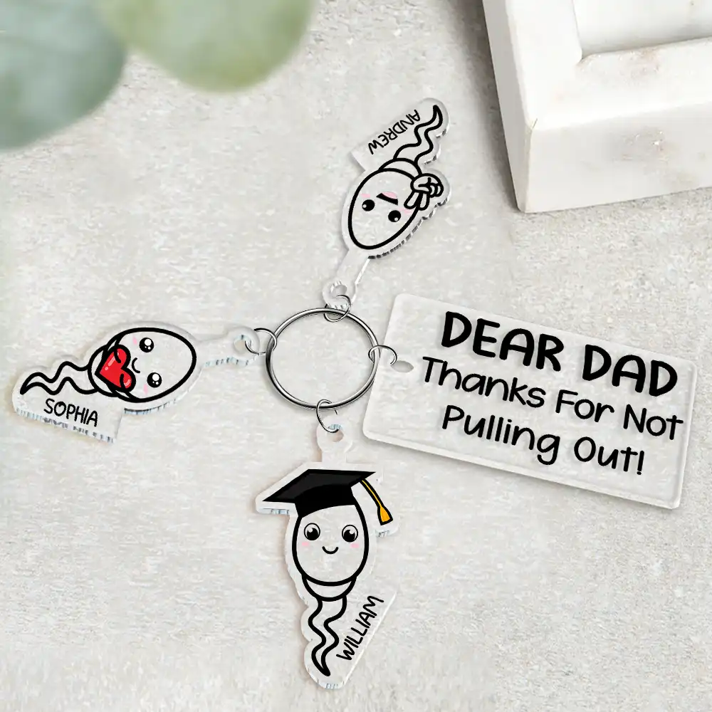 Dear Dad Thanks For Not Pulling Out Simple Icons - Personalized Acrylic Tag Keychain