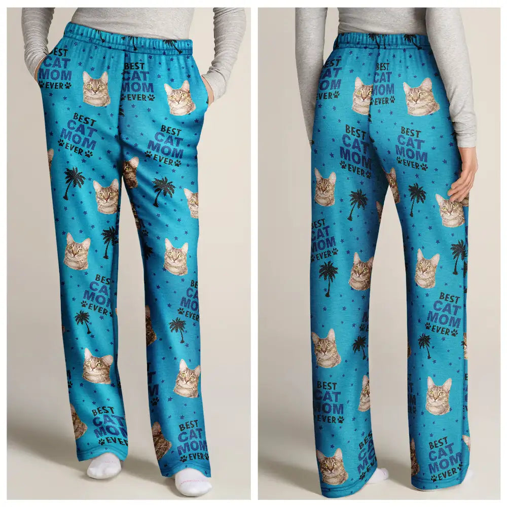 Custom Photo,Pet Lovers,Pet Mom,Pet Dad,Happy - Custom Photo Best Dog Cat Dad Mom Ever - Personalised Pyjama Bottoms