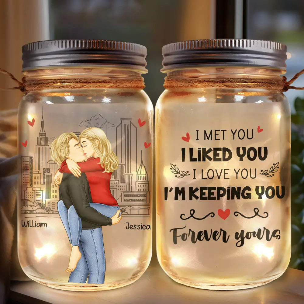 Portachiavi Personalizzato 'I Met Liked Love Keeping You' - Gioiello In Acciaio Inox Con Sacchetto Di Velluto, Regalo San Valentino Per Fidanzato, Fidanzata, Marito, Moglie