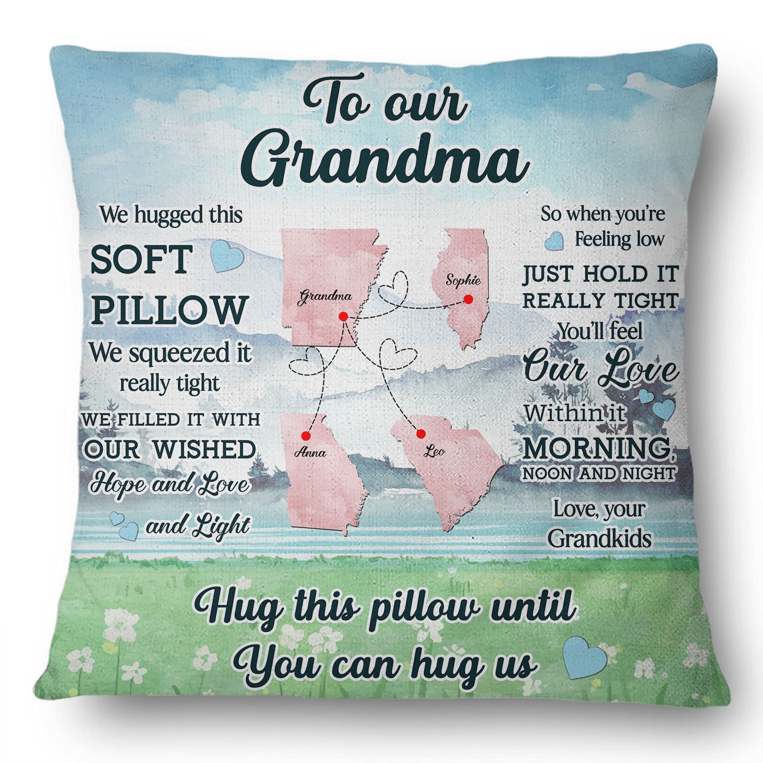 Hug This Soft Pillow Custom State - Gift For Grandma, Mom - Personalized Custom Pillow