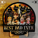 Gift For Father, Gift For Grandpa, Happy - Best Dad Grandpa Ever - Personalized LED Light Wooden Plaque