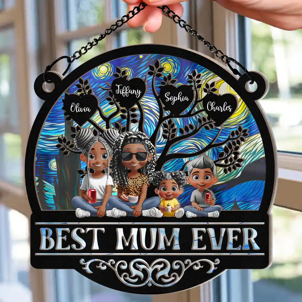 Gift For Mother,Love - Best Mom Ever - Personalized Window Hanging Suncatcher Ornament