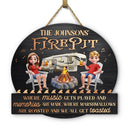 Gift For Couples, Gift For Husband, Gift For Wife, Camping, Campsite, Happy - Camping Firepit Couple Where Music Gets Played - Personalized Custom Shaped Wood Sign