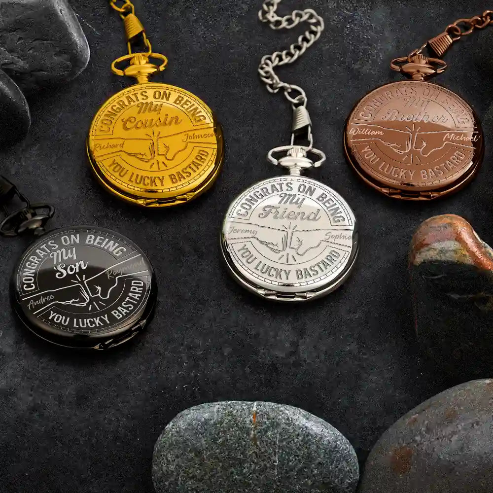 Gift For Brothers,Funny - Congrats On Being My Brother You Lucky Man - Personalized Pocket Watch