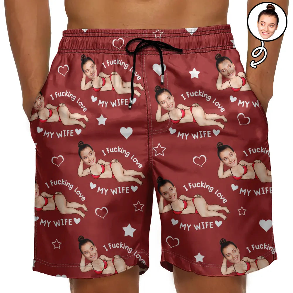 Love Her Buns Love His Guns - Personalized Couple Beach Shorts - Gift For Couples, Husband Wife main image 1