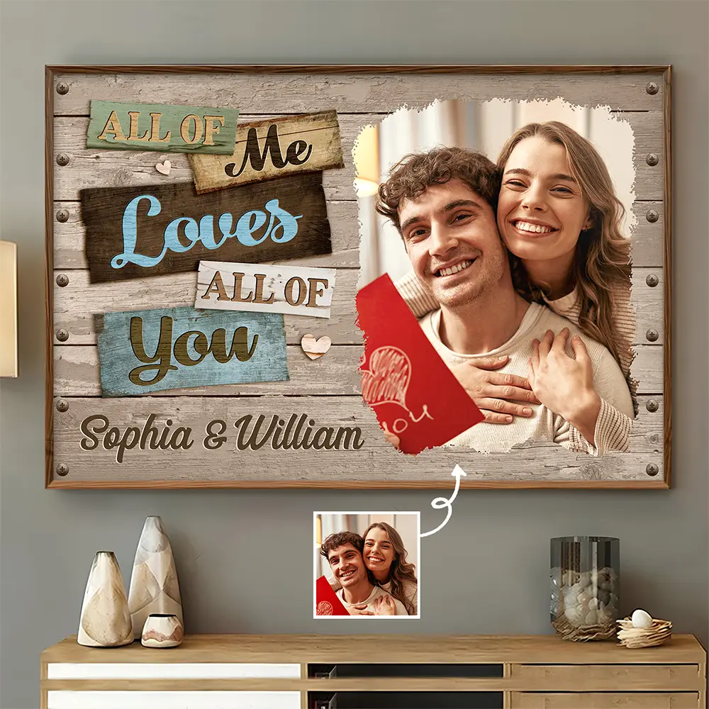 Custom Personalized Wedding Canvas - Wedding Gift For Couple - All Of Me Loves All Of You main image 0