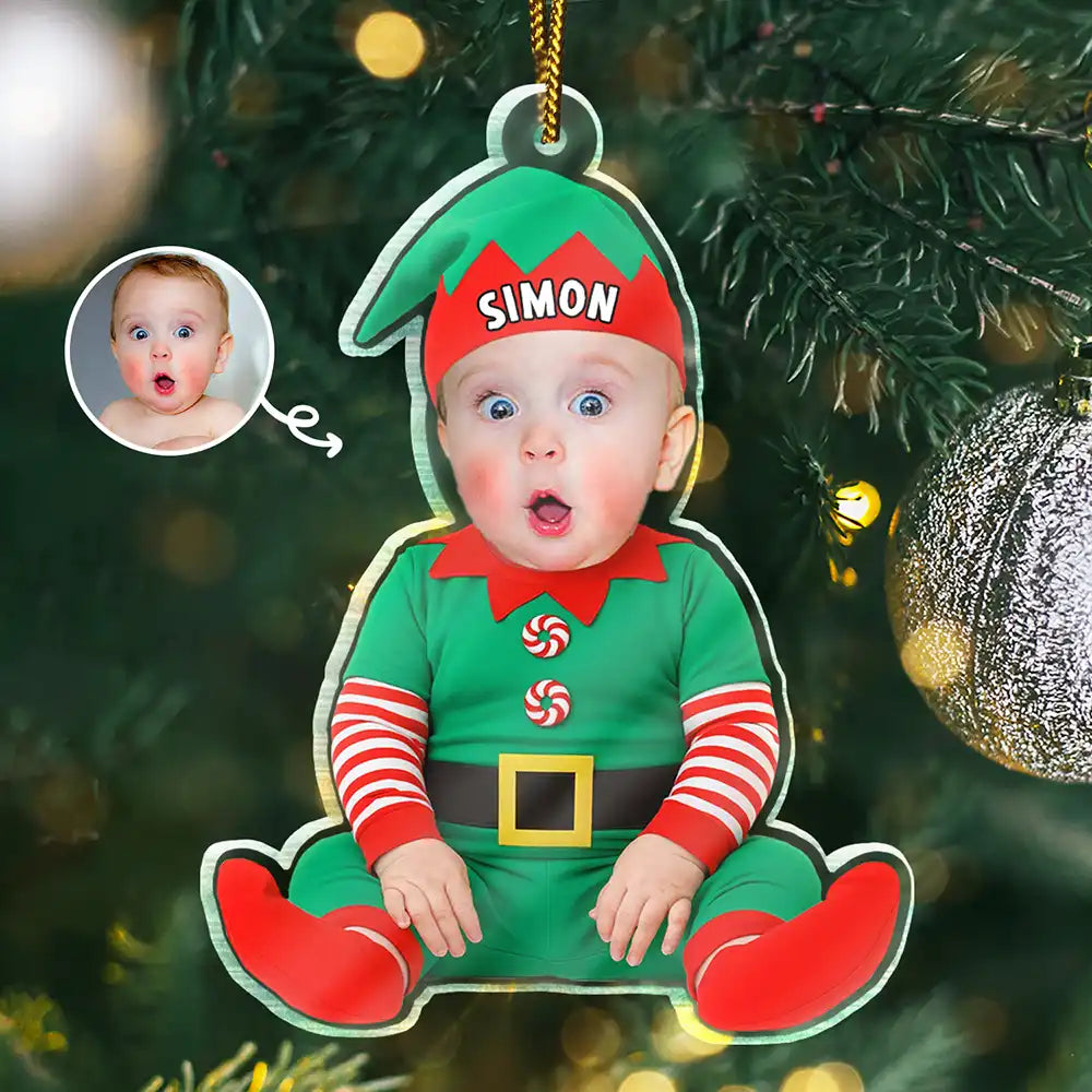 Custom Photo Baby Newborn In Elf Costume Personalized Custom