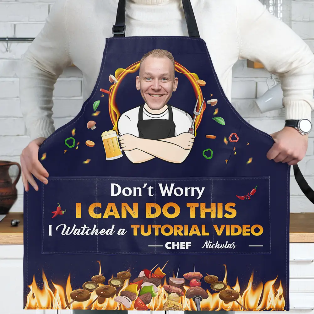 Gift For Men,Gift For Husband,Gift For Boyfriend,Gift For Uncle,Gift For Grandpa,Gift For Father,Dad's Hobby,Cooking - Custom Photo Don't Worry I Can Do This - Personalized Apron