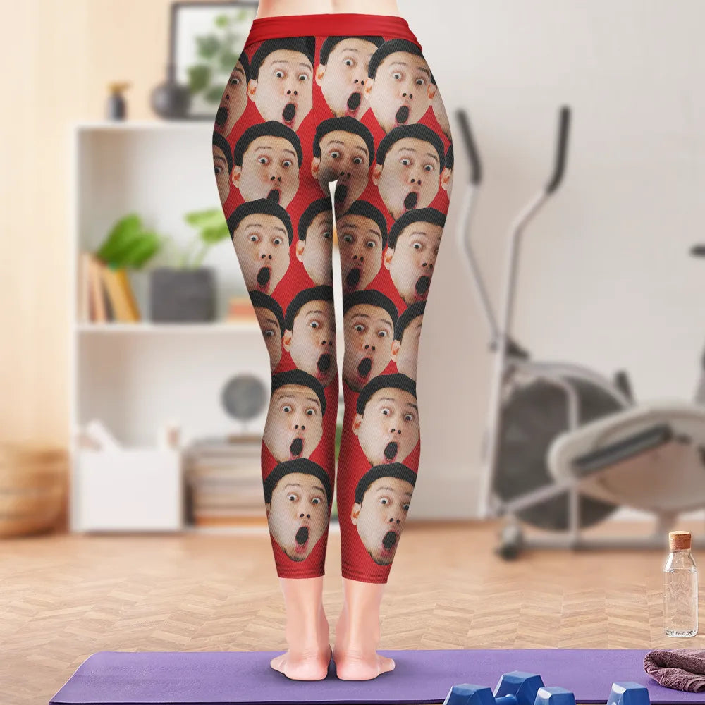 Gift For Wife,Gift For Girlfriend - Custom Photo Husband Boyfriend Funny Face - Personalized Leggings
