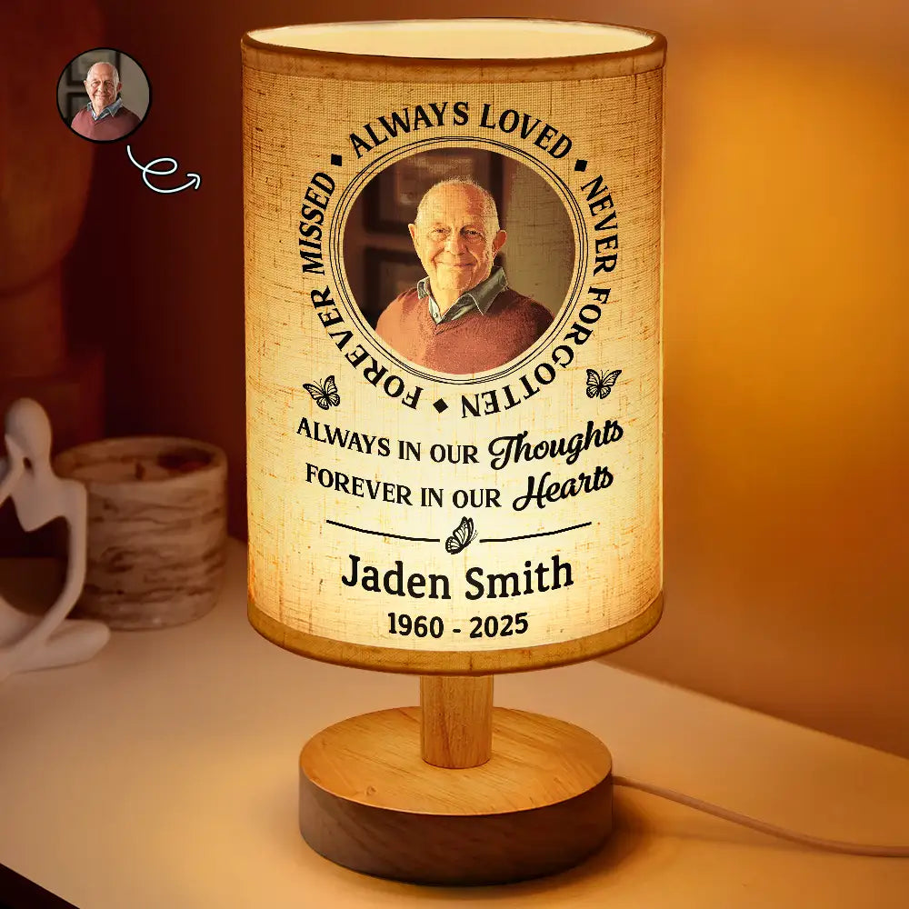 Custom Photo Memorial Always Loved Never Forgotten - Personalized Fabric Lamp