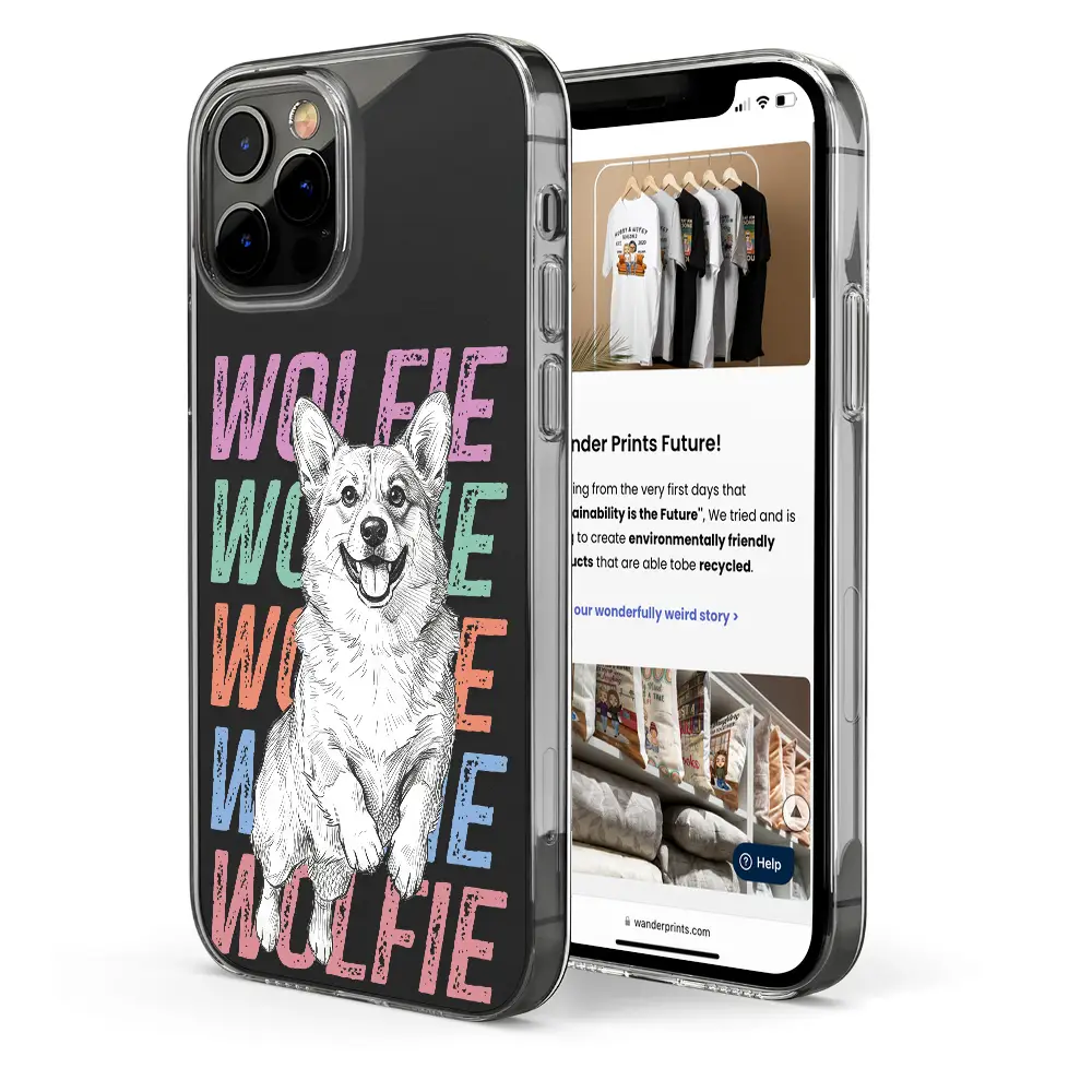 Custom Photo,Art Design,Pet Lovers,Adorable,Photo - Pencil Sketch - White BG - Custom Photo Pencil Sketch Art Dog Cat With Colorful Texts - Personalized Clear Phone Case