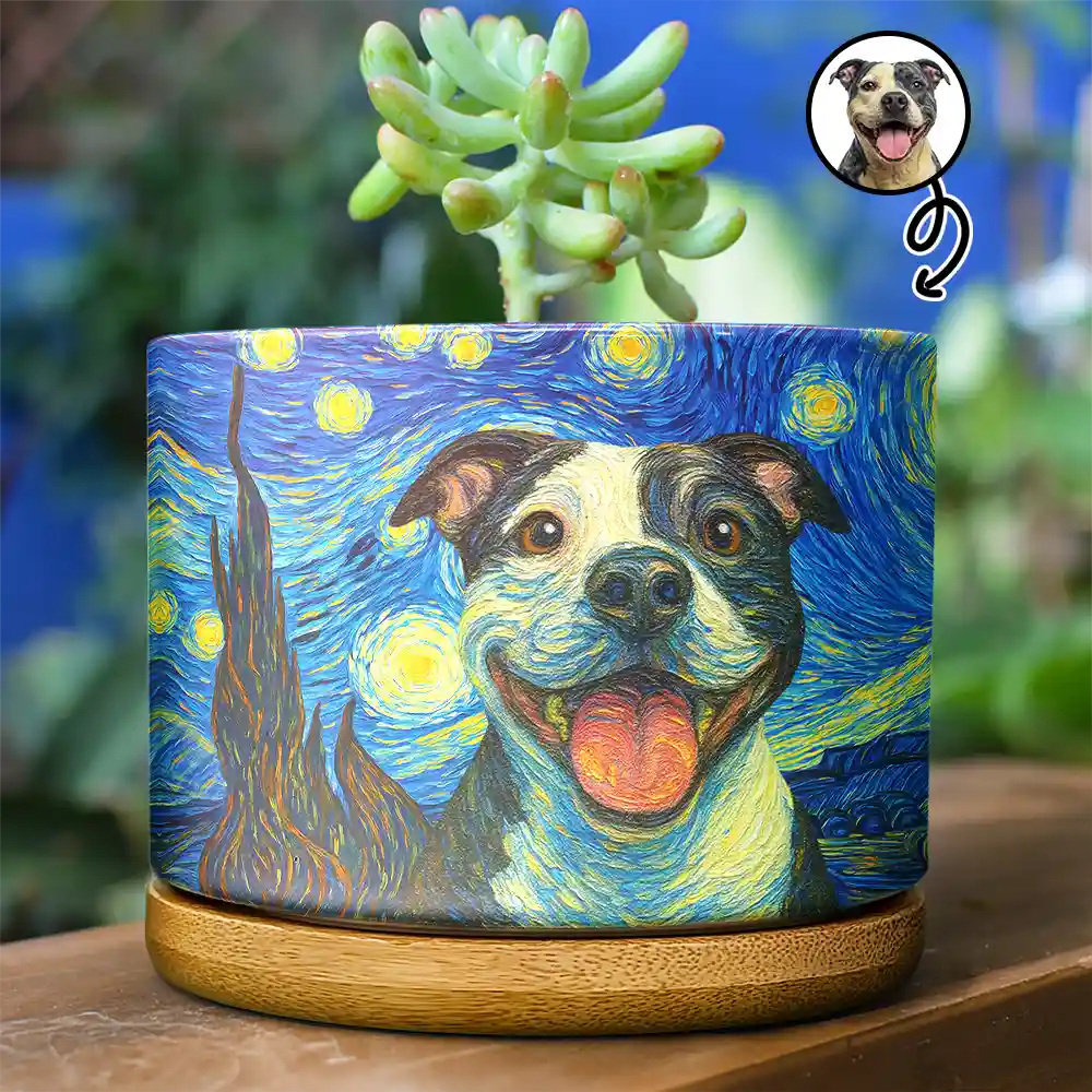 starry night plant pot Custom Photo Starry Night Dog Cat Pet