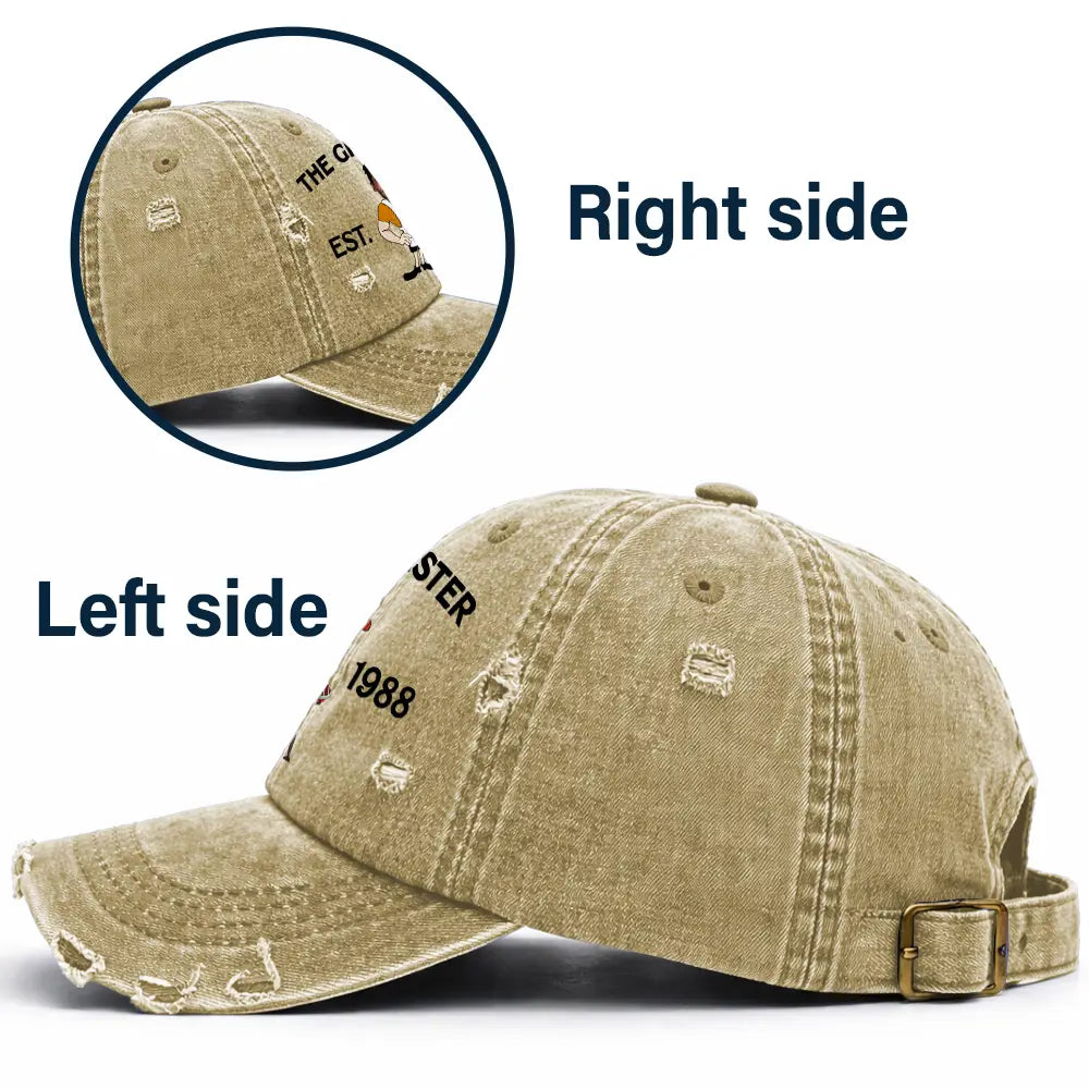 Happy, Gift For Father, Gift For Grandpa, Gift For Men, Grilling, Non-Eng, Photo, Humorous - Custom Photo The Grill Master For Him Dad Grandpa - Personalized Distressed Cap